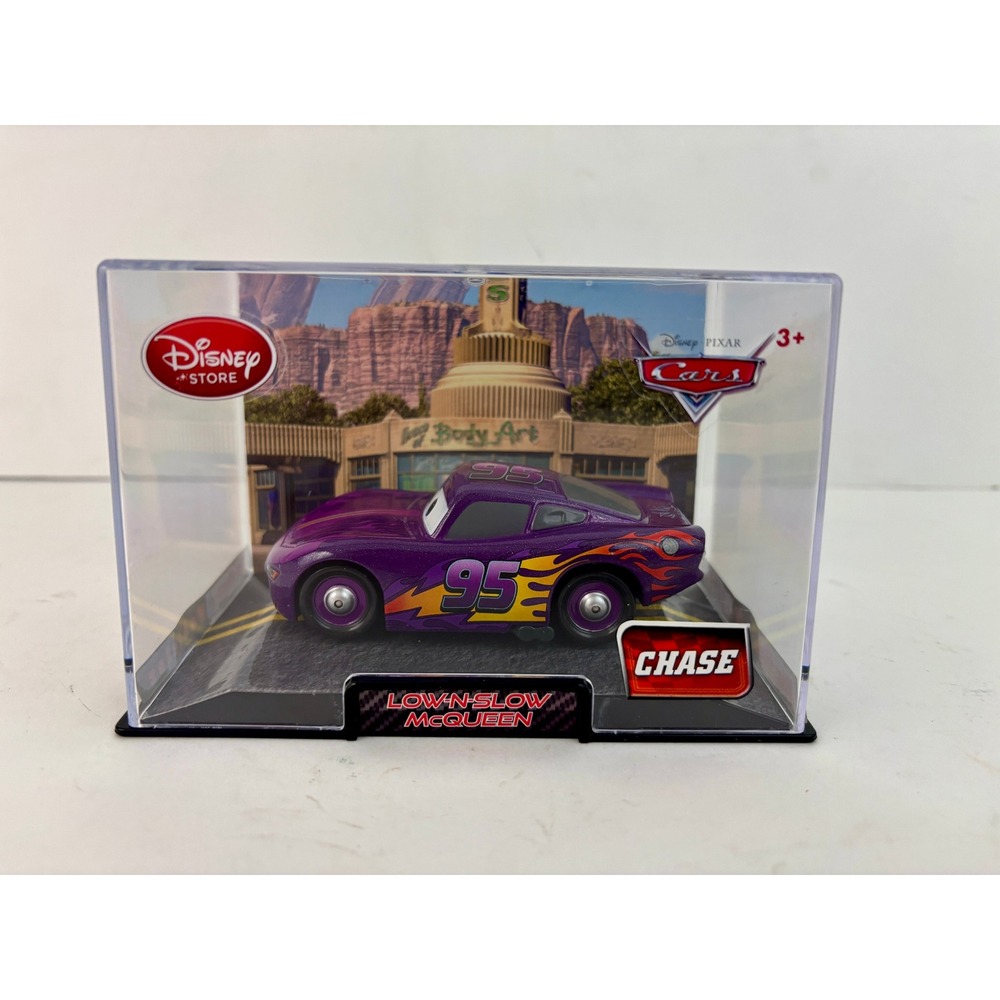 Disney Store Cars Low N Slow Lightning McQueen Chase 1:43 Diecast Purple Case
